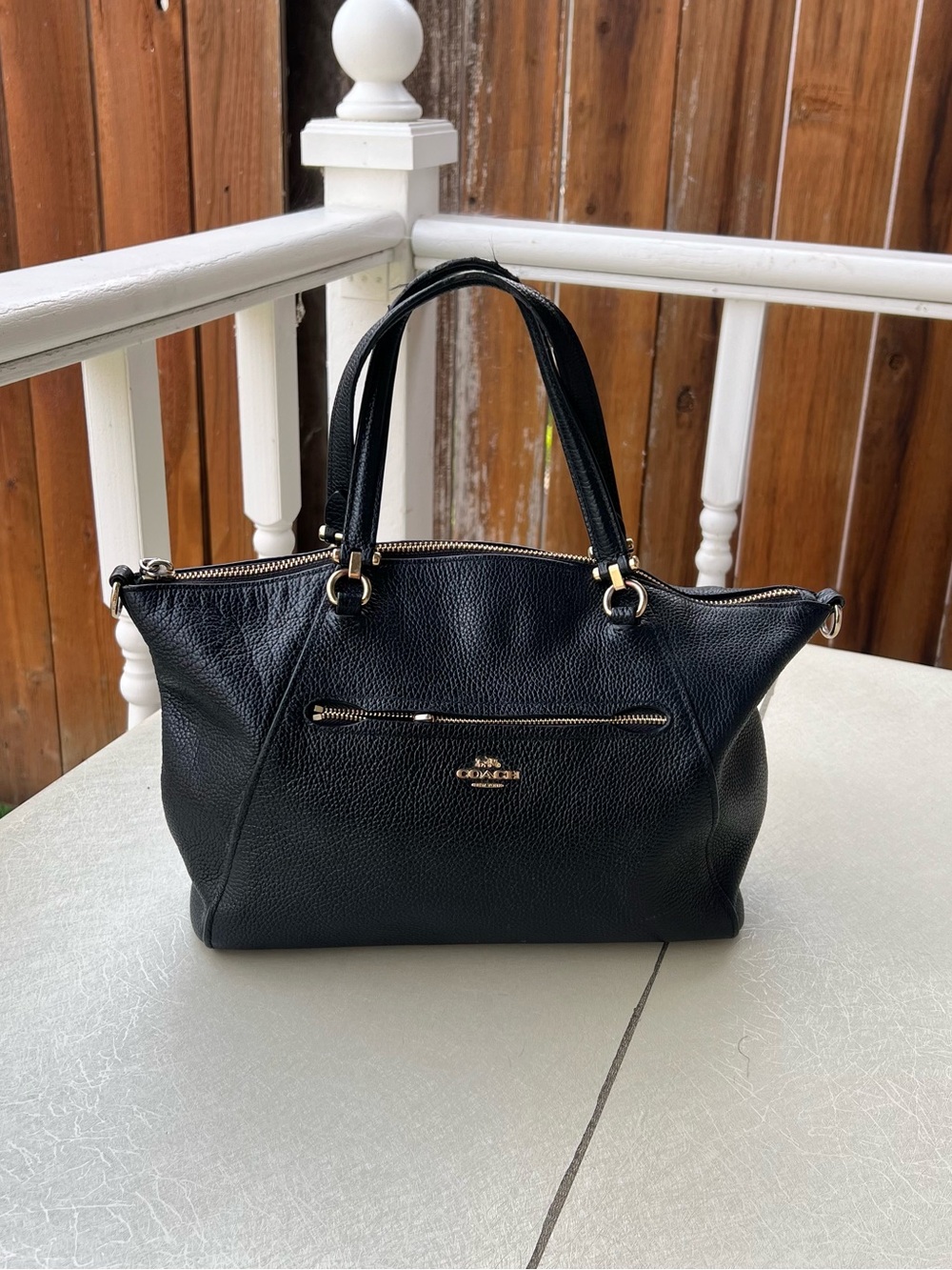 Coach Black Leather Prairie Top Handle Bag TLC - Rusted Hardware, Wear, No Strap